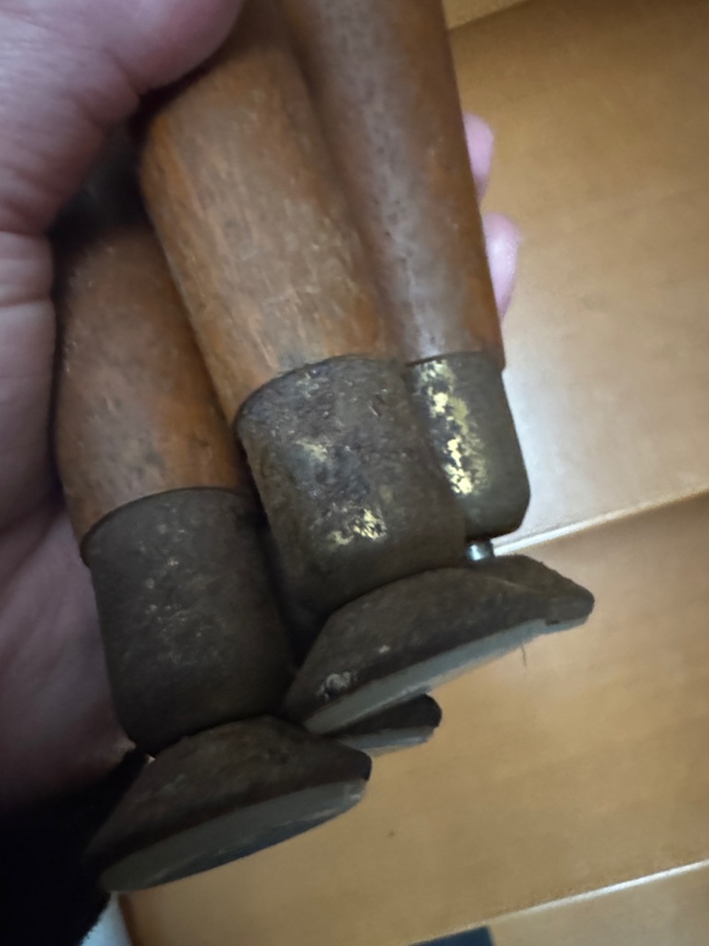 Set of 4 Mid Century wood/metal table legs for furniture DIY projects or replace - Picture 4 of 4